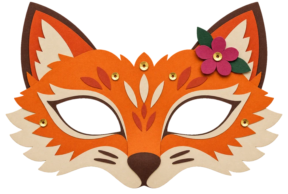 Masque de renard à imprimer : aperçu en couleur